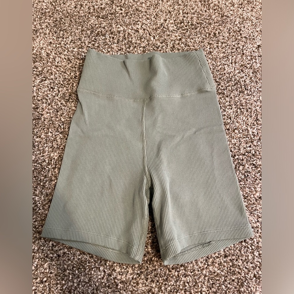Abercrombie & Fitch Sage Green High-Waisted Shorts